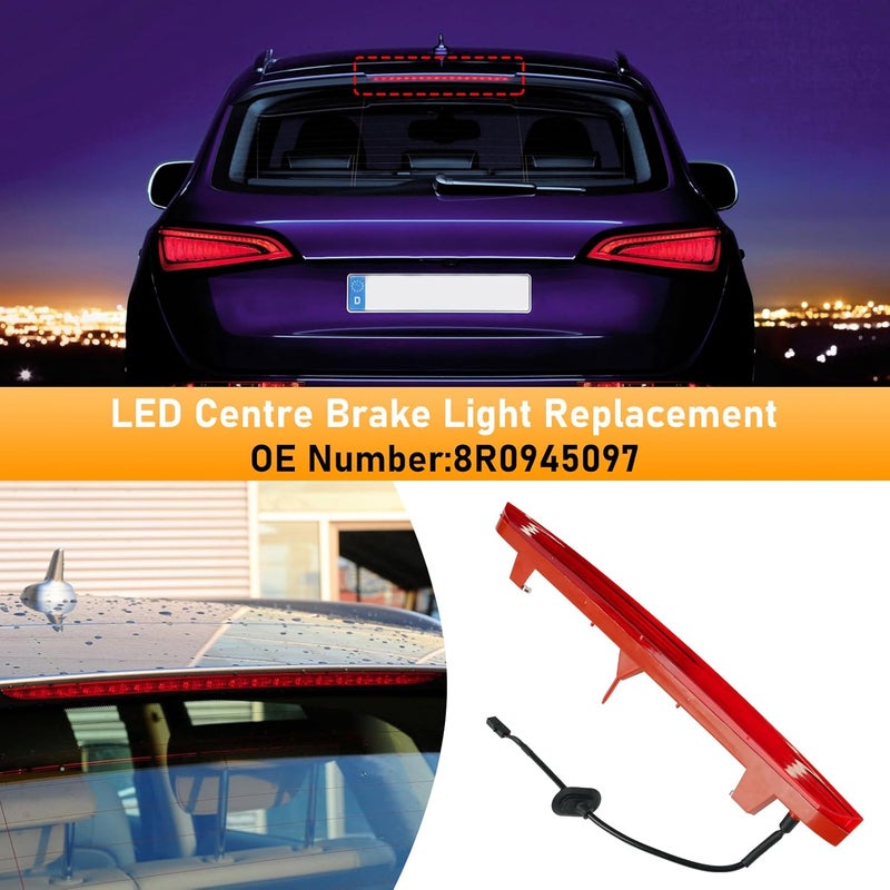 Abodvu Center Brake Light Assembly Compatible with Audi Q5 2009-2017,SQ5 2014-2017 LED Third Brake Light,Center High Mount Stop Lamp Replacement for 8R0945097 8R0945097A(1PC) - Image 3